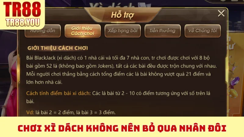 Chơi Xì Dách không nên bỏ qua nhân đôi