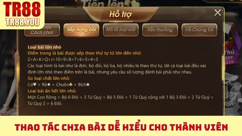 Thao tác chia bài dễ hiểu cho thành viên